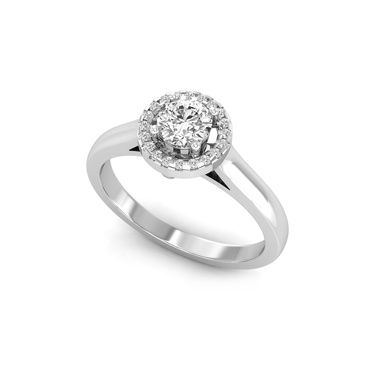 3/8 Ct round brilliant cut natural diamond halo set engagement proposal ring