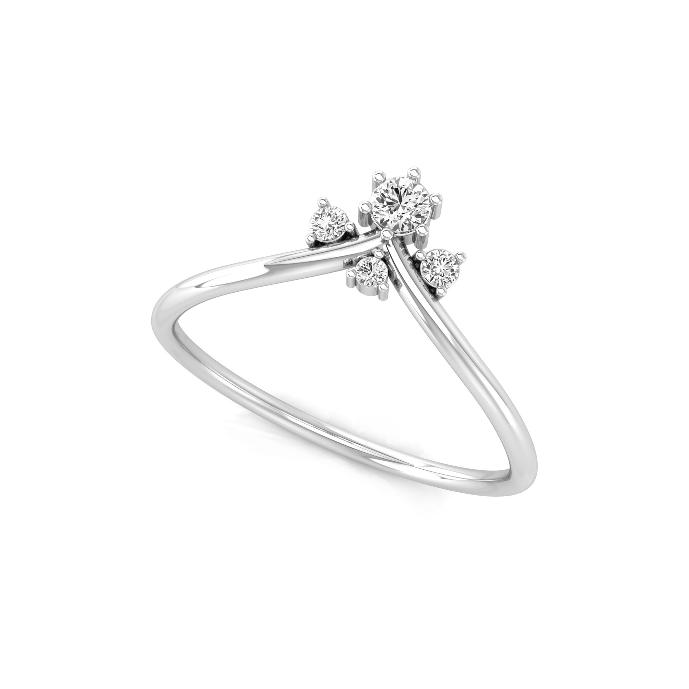 1/8 Ct Round brilliant cut natural dainty diamond love engagement pointed band