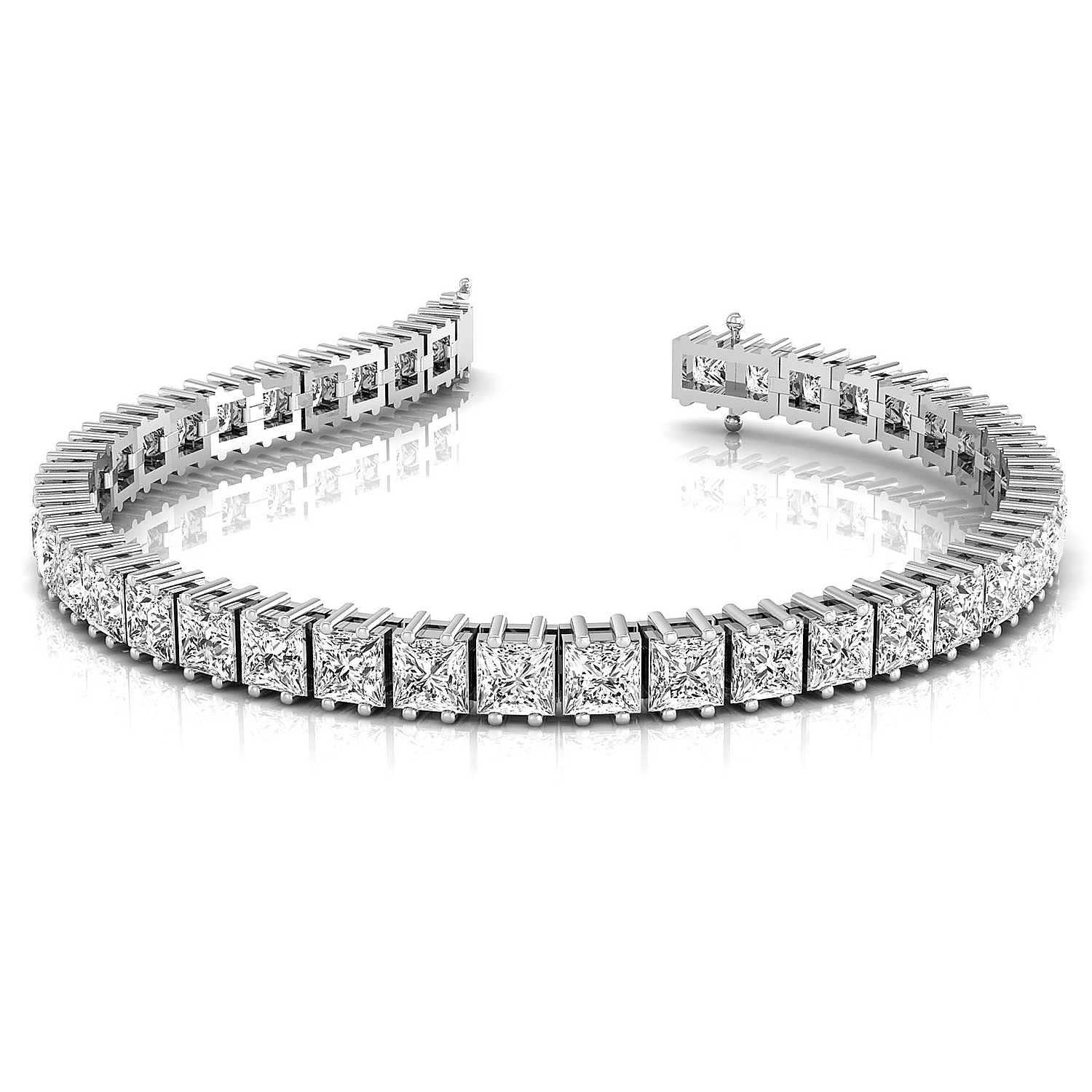 Pure 15.99Ct princess cut natural diamond bracelet
