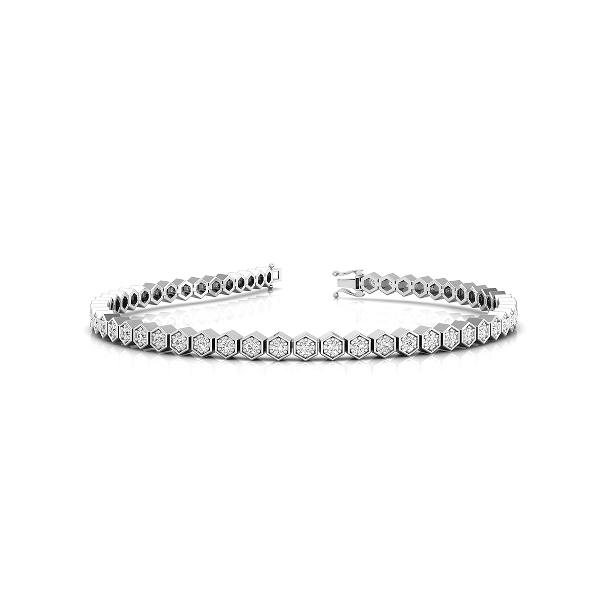 1 3/4 Ct round brilliant cut natural diamond geometric tennis bracelet