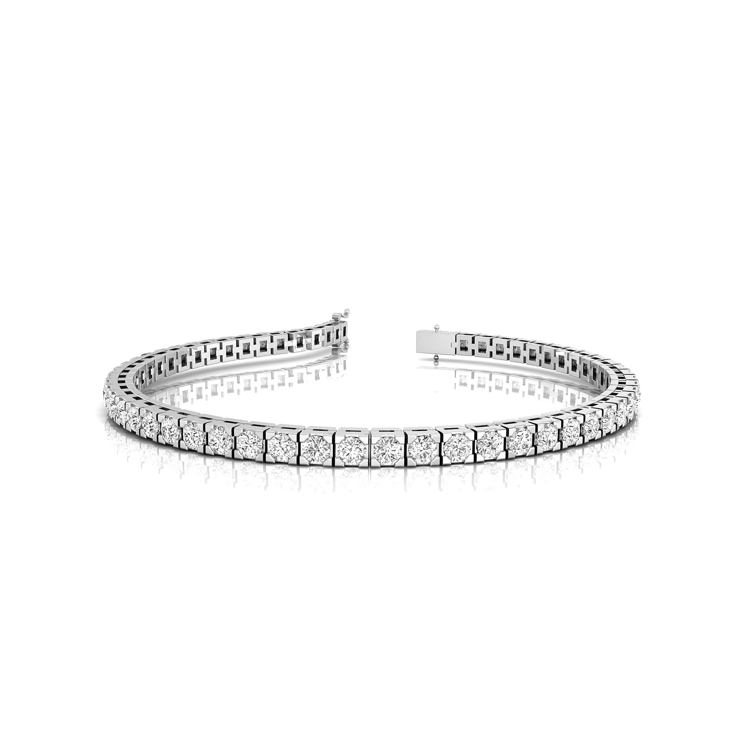 4 3/10 Ct round brilliant cut natural diamond tennis bracelet