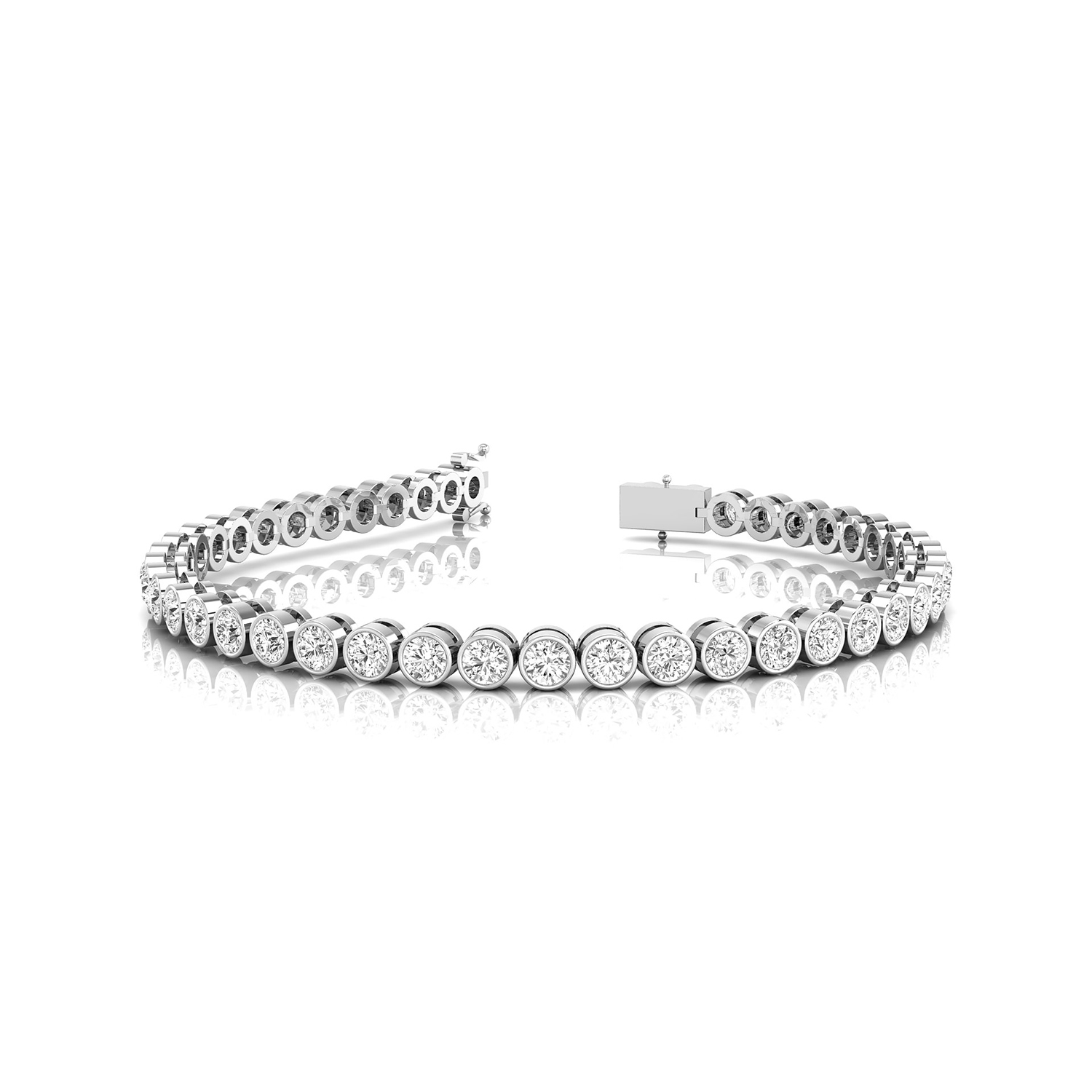6 3/8 Ct round brilliant cut natural diamond bezel set tennis bracelet