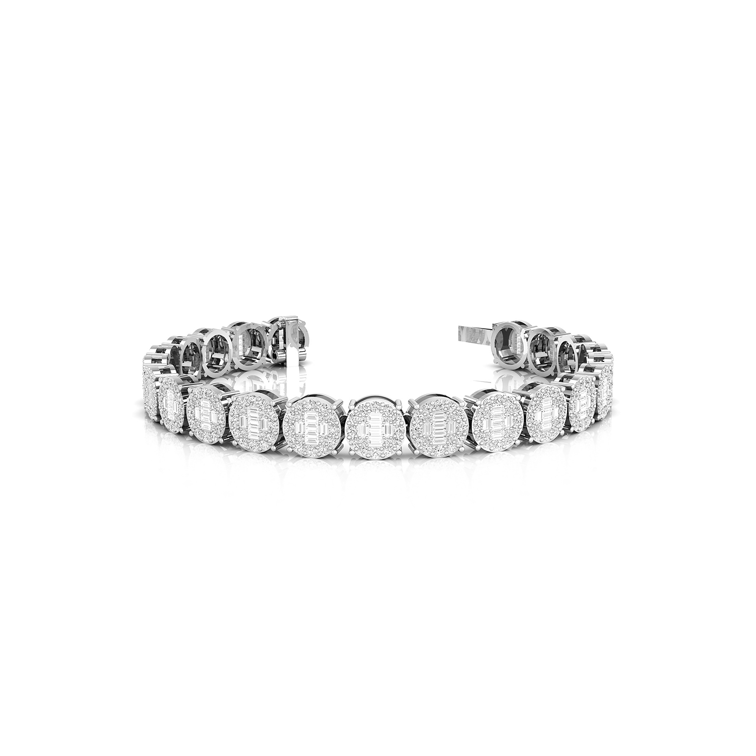 5 1/4 Ct brilliant round and baguette cut natural Diamond tennis bracelet for women