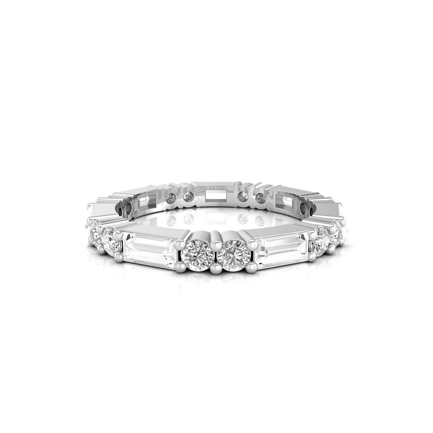 Illumee baguette & round brilliant cut natural diamond wedding-anniversary band
