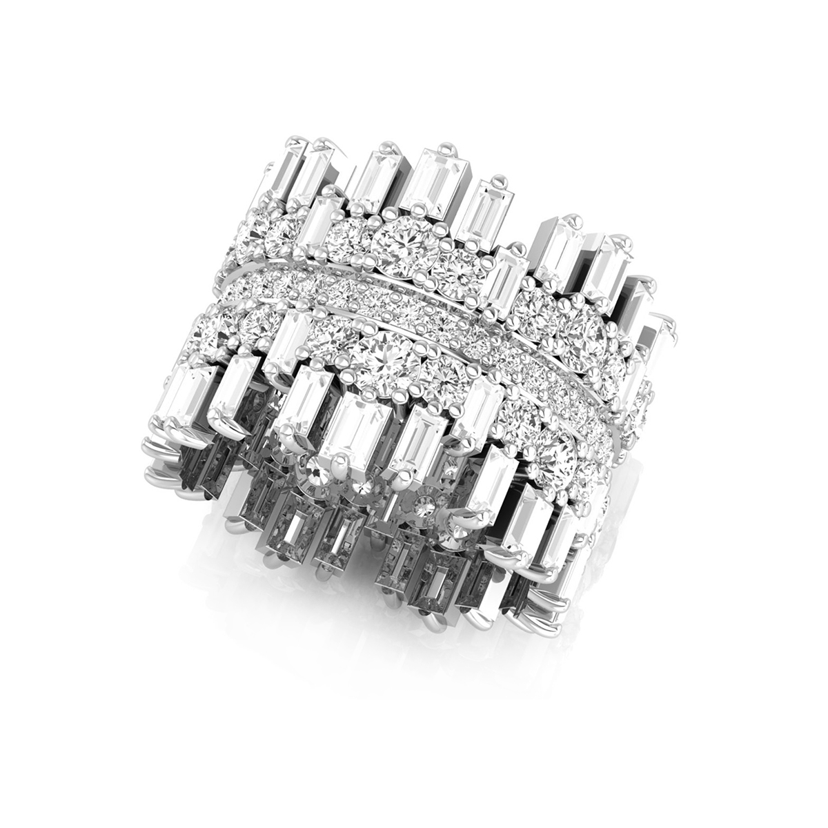 7 2/5 Ct baguette & round brilliant cut natural diamond full eternity wedding band