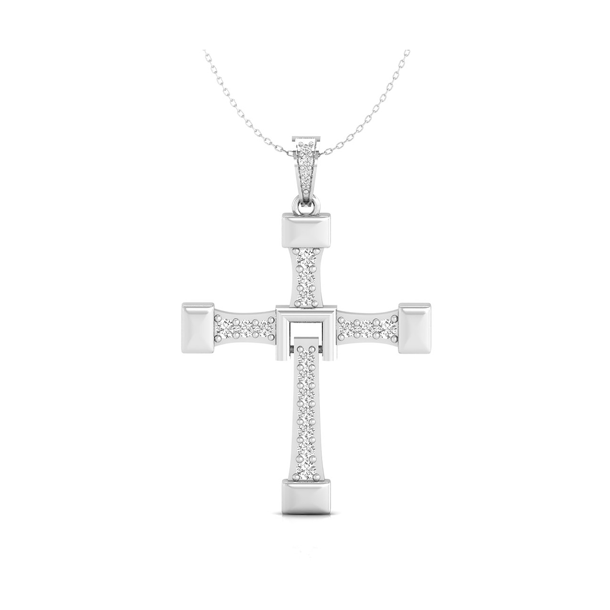 4/9 Ct round cut natural diamond cross necklace for men