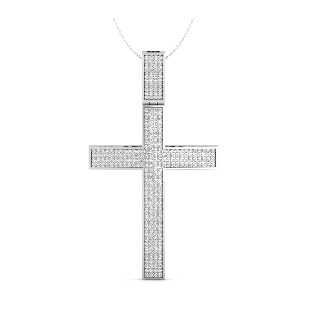 1 3/7 Ct brilliant natural round cut diamond dome cross necklace for men and women