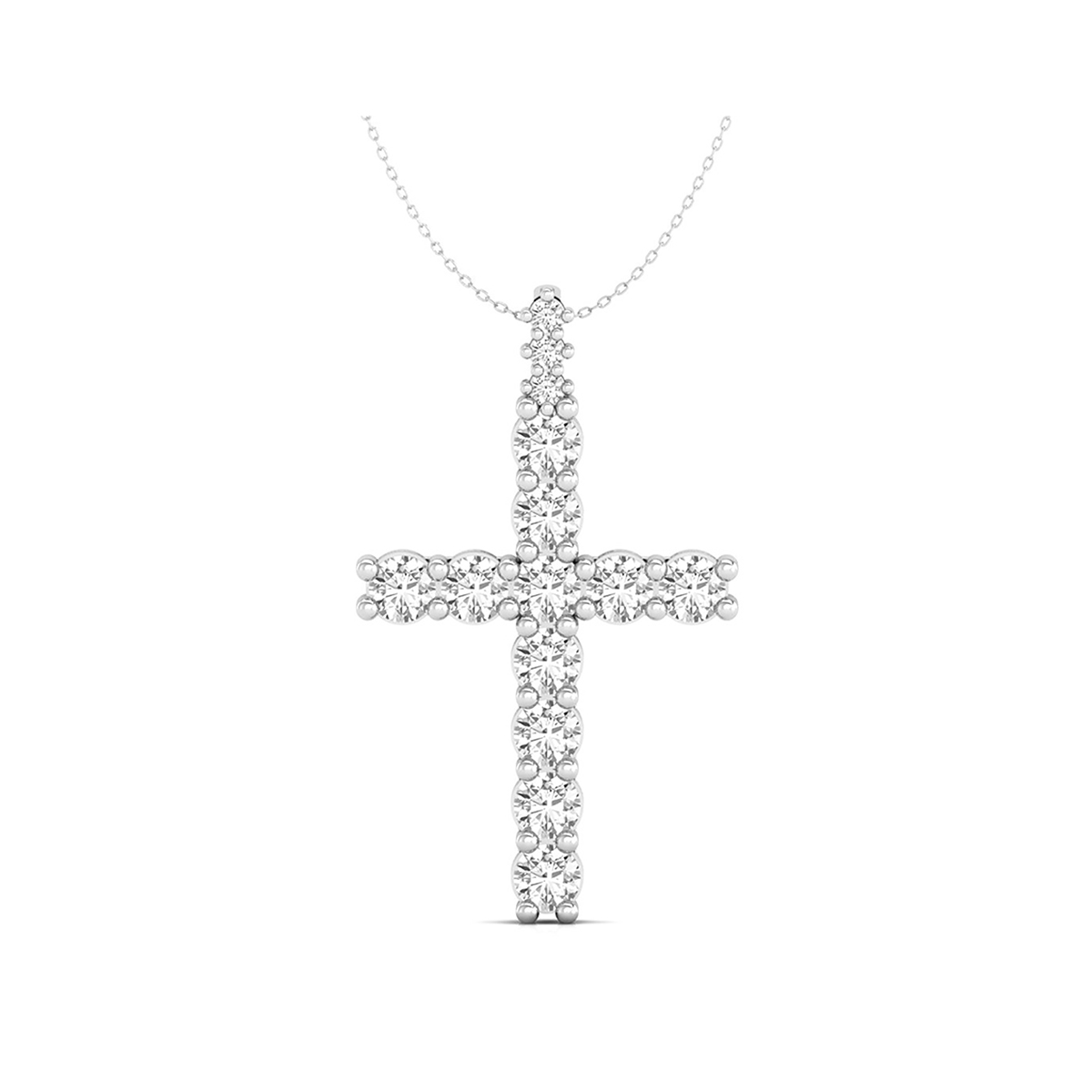2 5/6 Ct round brilliant natural diamond cross necklace for men and women