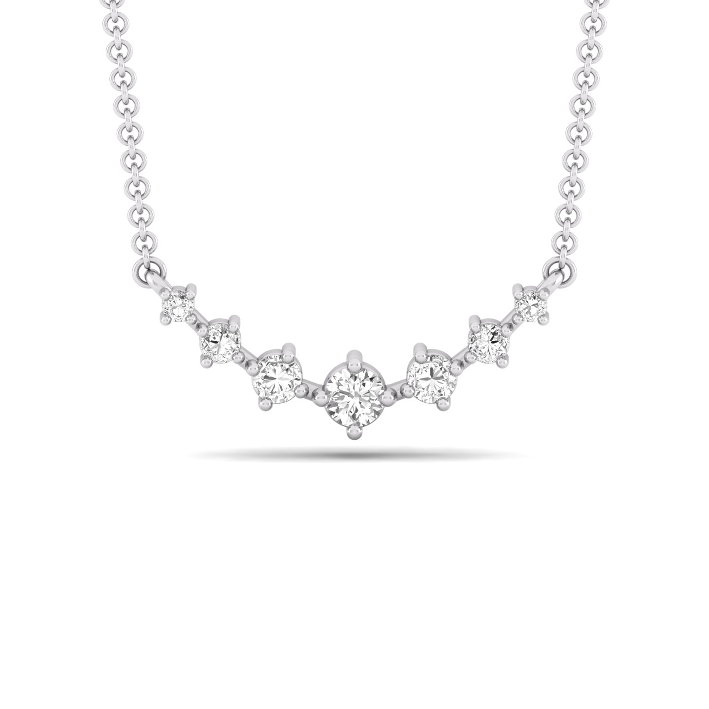 1/2 Ct round cut natural graduated diamond necklace