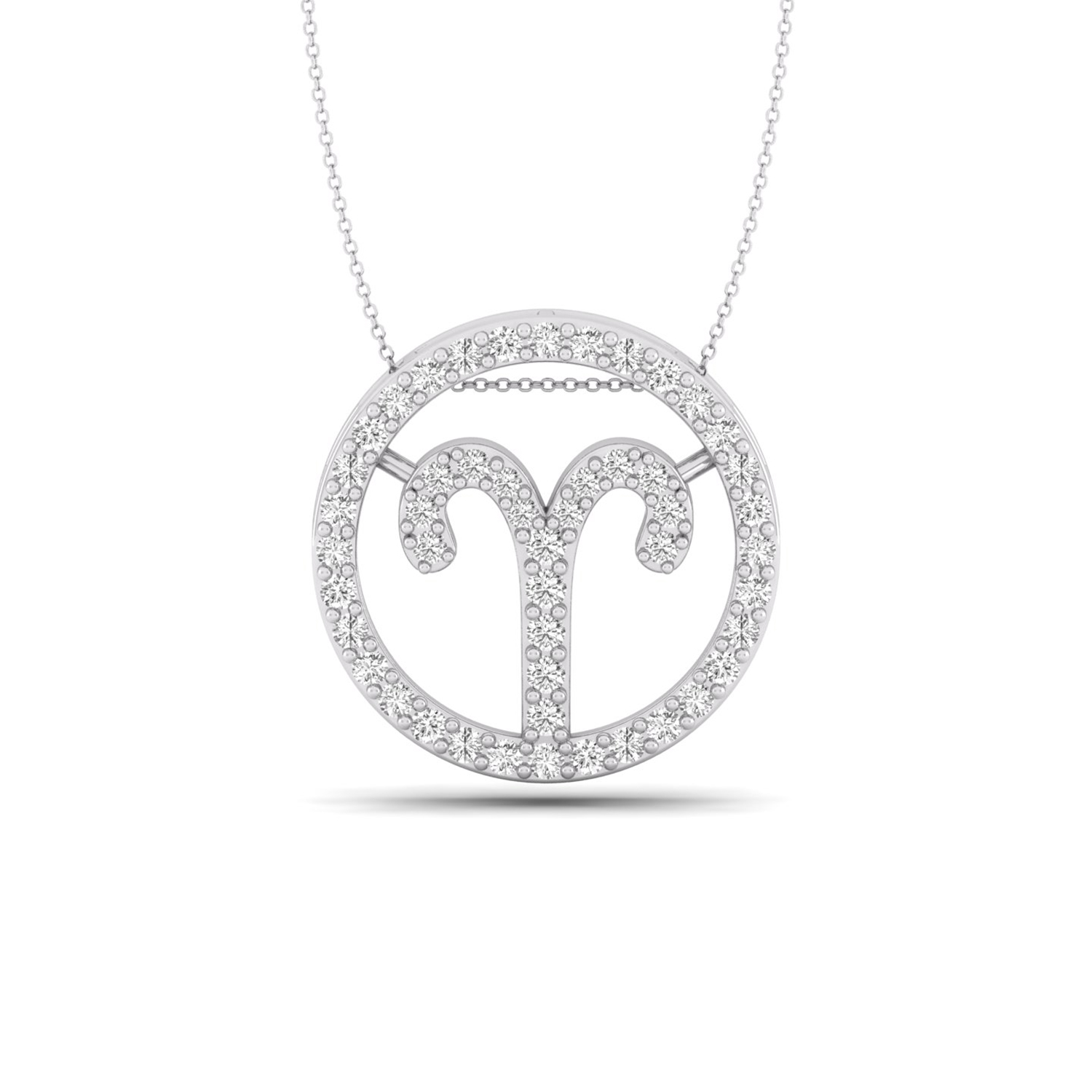 6/7 Ct brilliant round cut natural diamond Aries Zodiac necklace