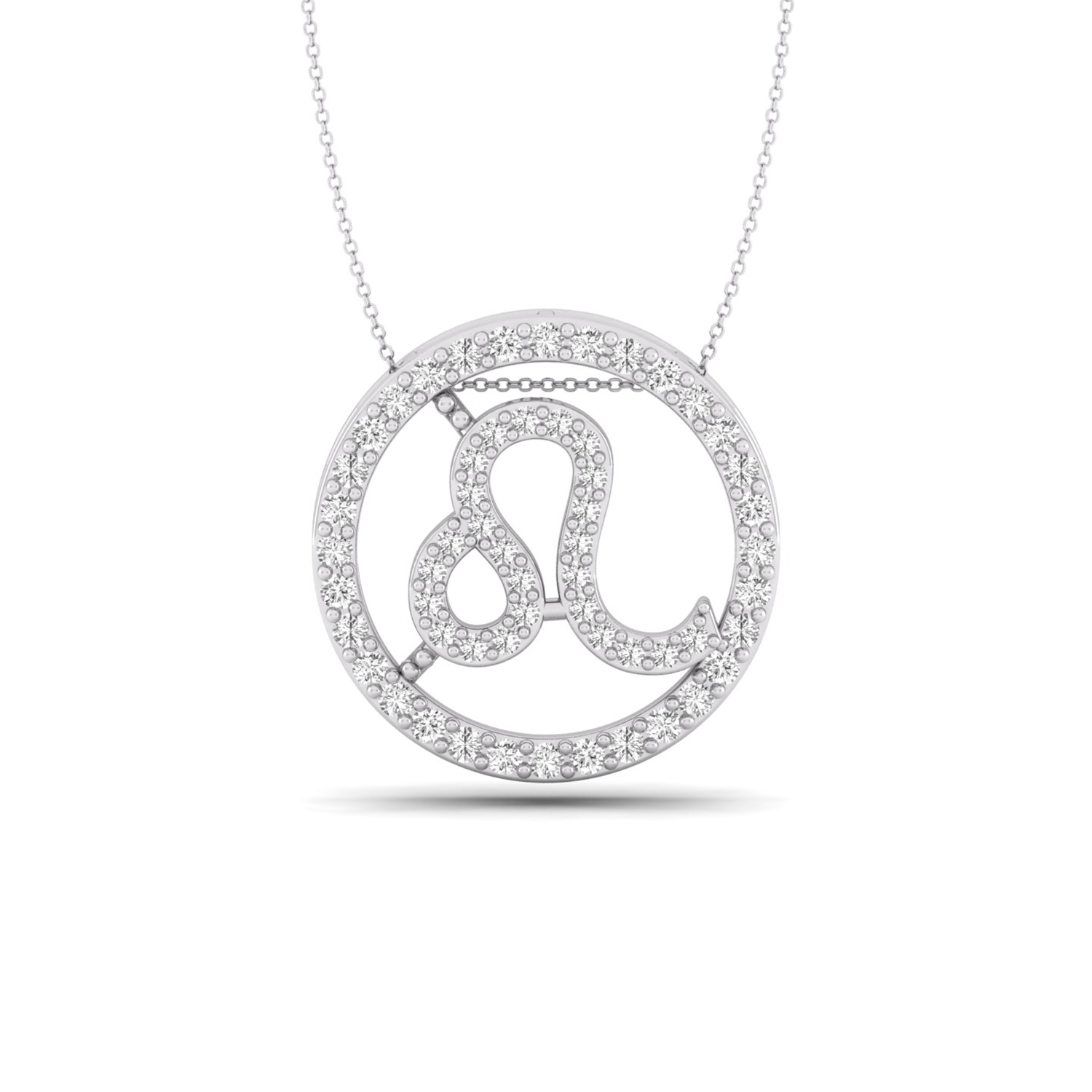 5/6 Ct round brilliant natural diamond leo zodiac necklace for birthday