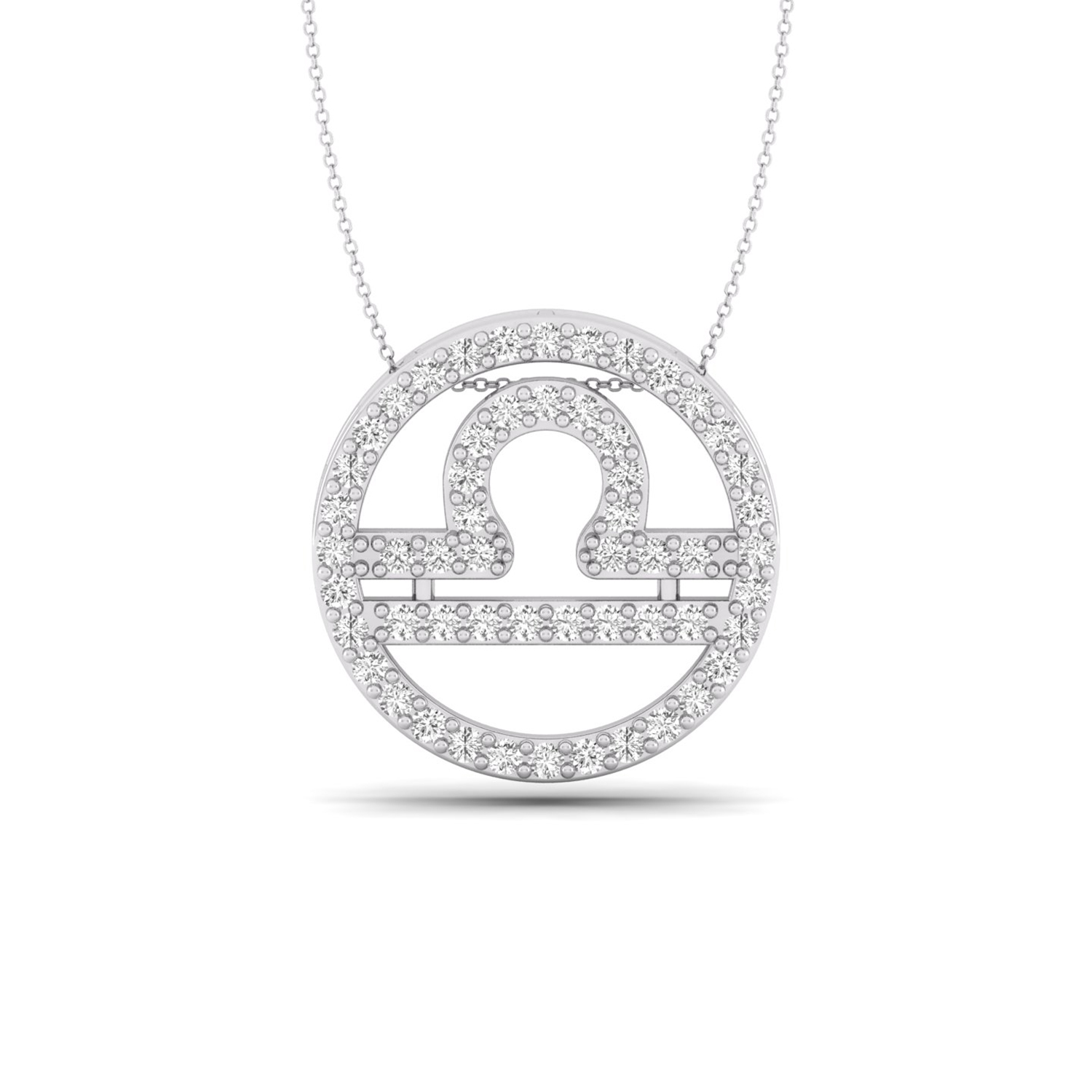 0.99Ct brilliant round cut natural diamond Libra necklace