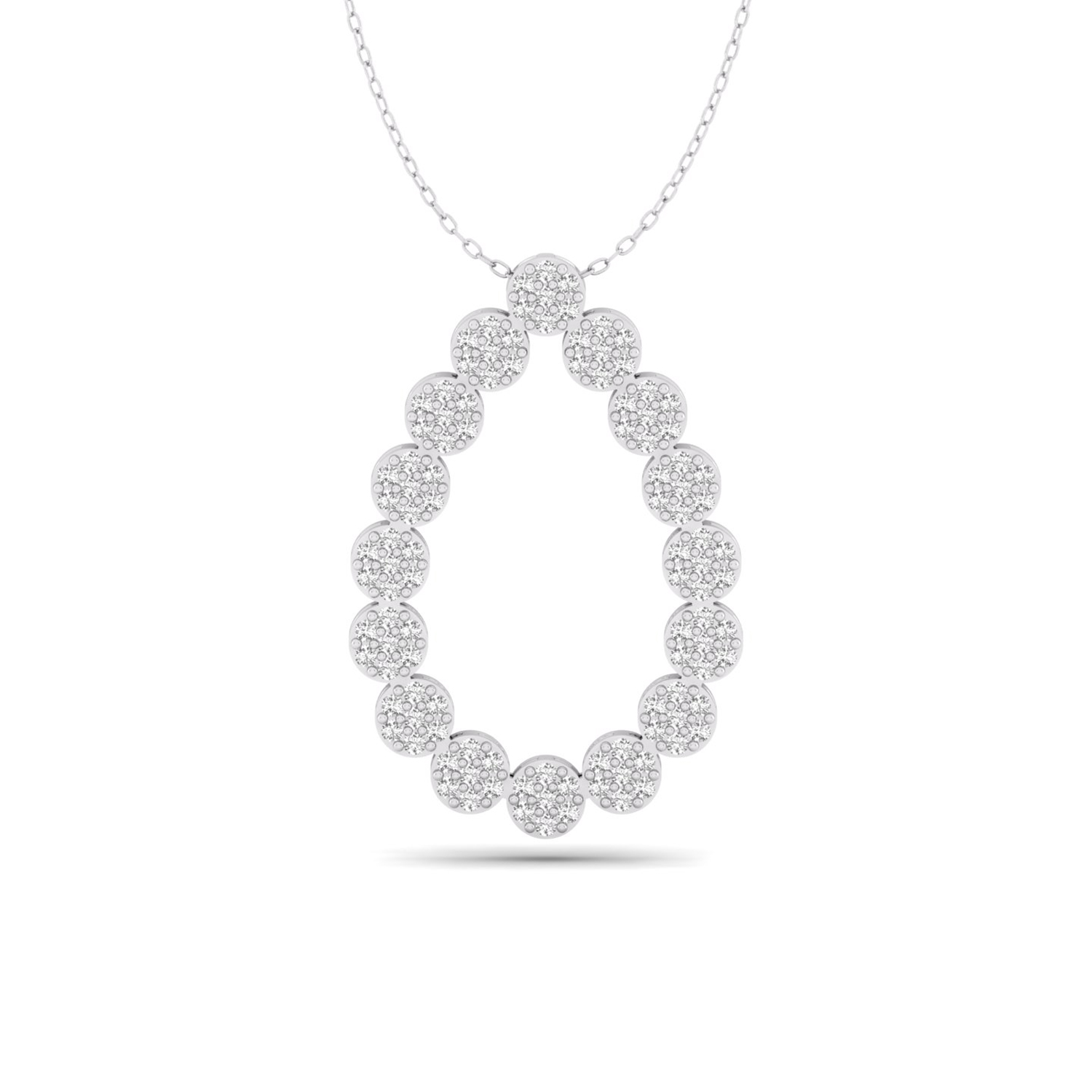 4/7 Ct brilliant round cut natural diamond open teardrop necklace