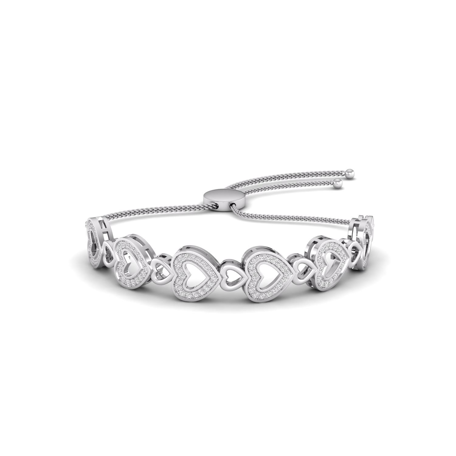 4/9 Ct brilliant round natural diamond heart shape bolo bracelet