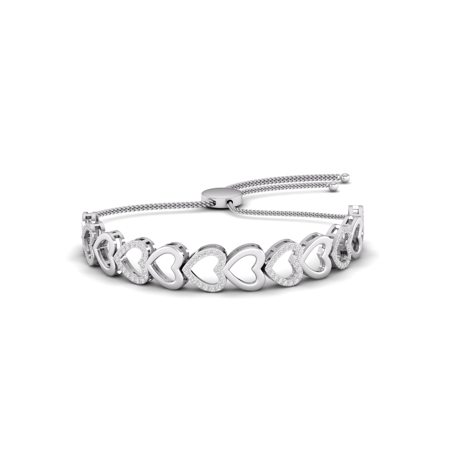 4/9 Ct round brilliant natural diamond sideways heart bolo bracelet