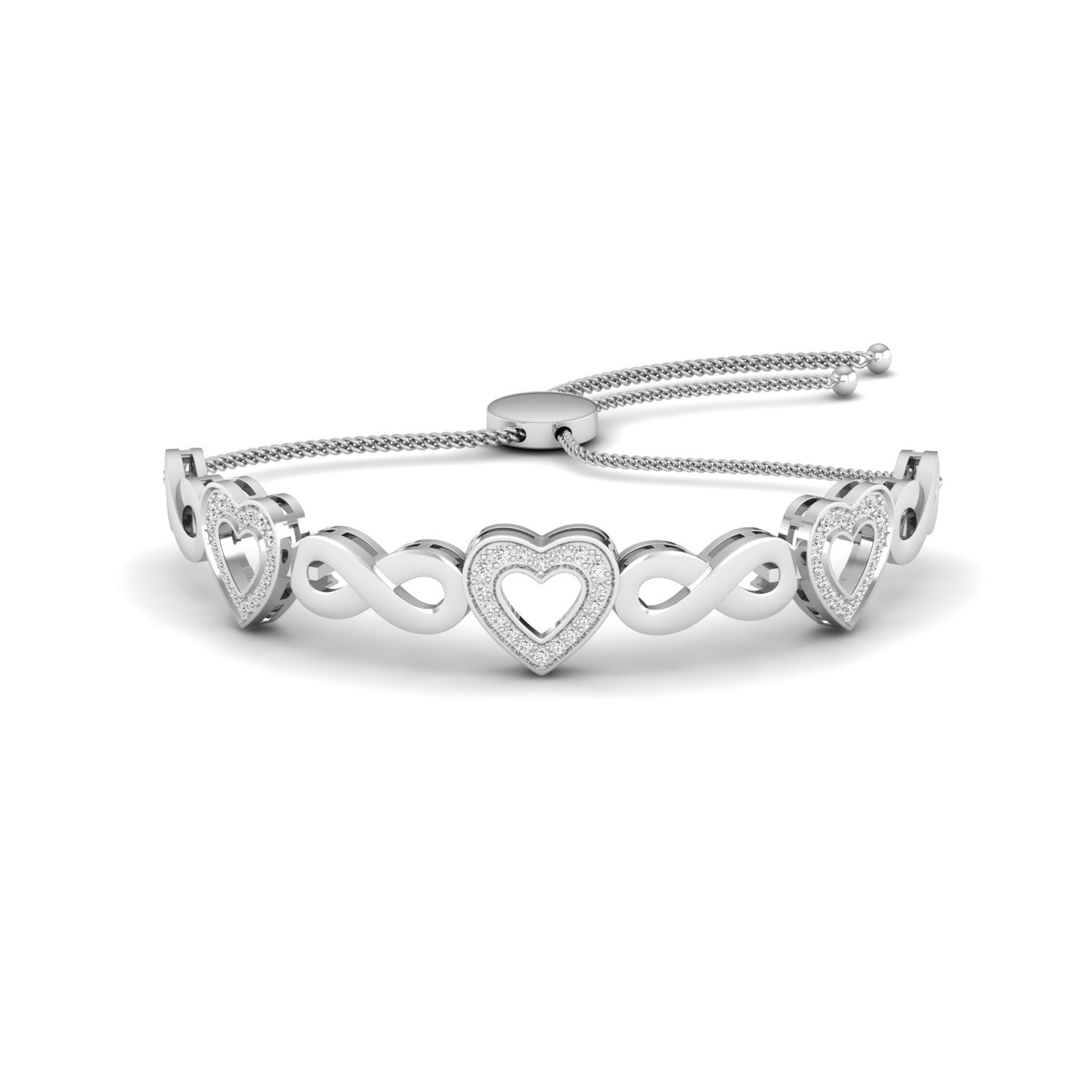 3/10 Ct brilliant round natural diamond heart with infinity love bracelet