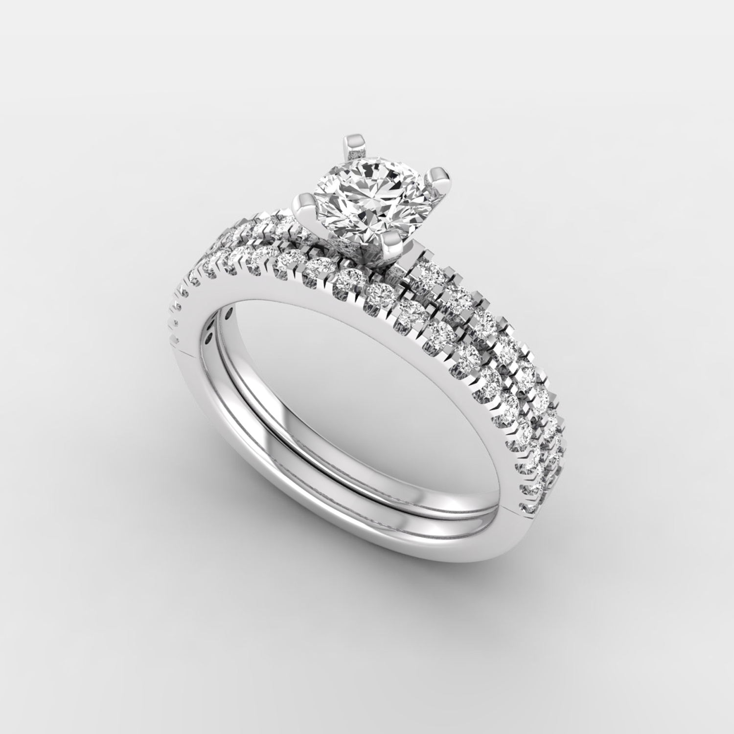 Round cut natural diamond stackable engagement ring