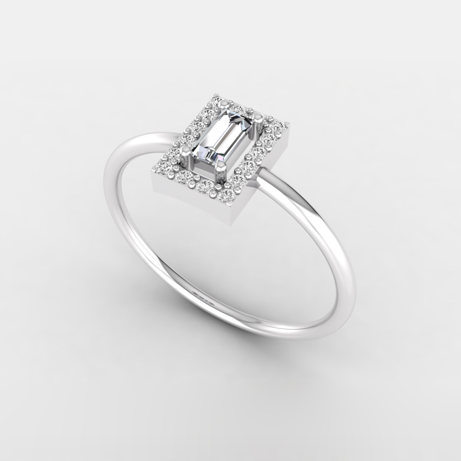 2/9 Ct Elegant baguette & round brilliant cut natural diamond halo set wedding ring