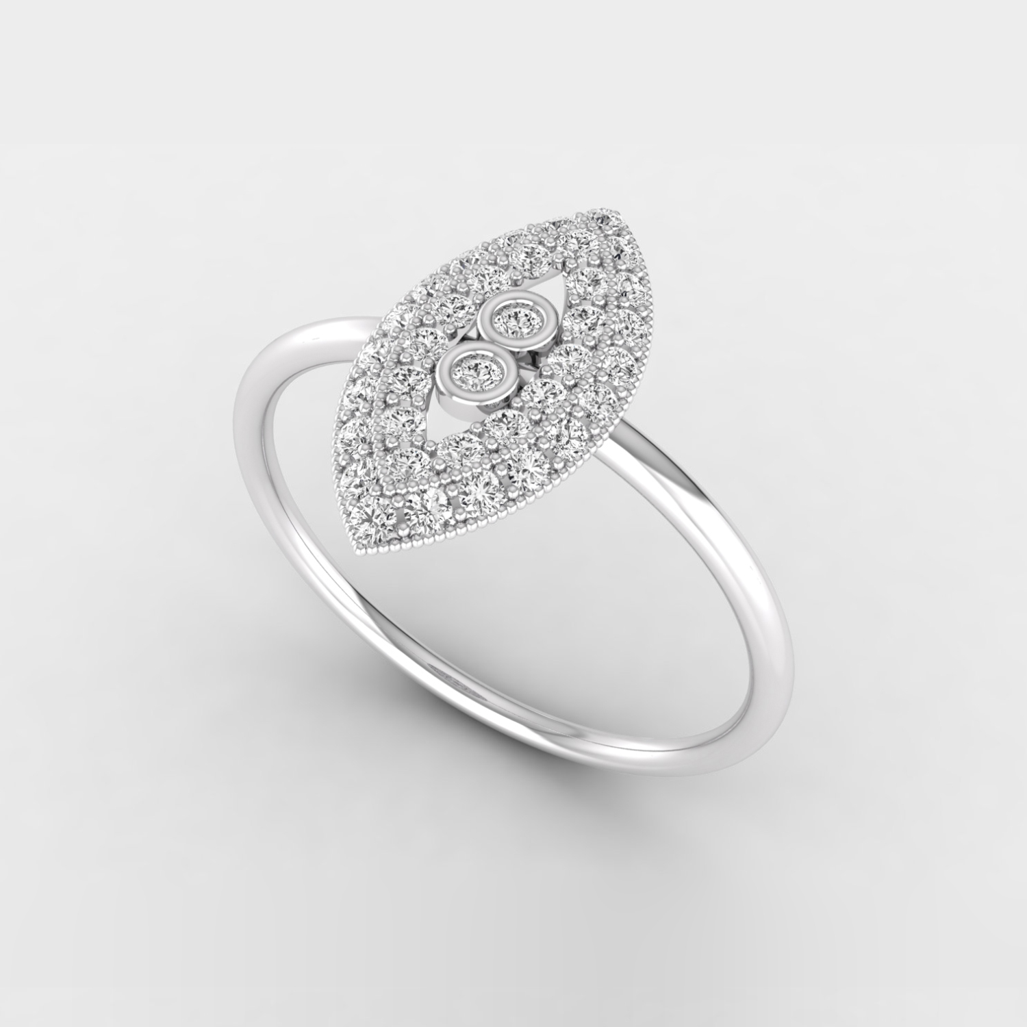 Trendy 3/10 Ct natural round brilliant cut diamond wedding marquise shape ring