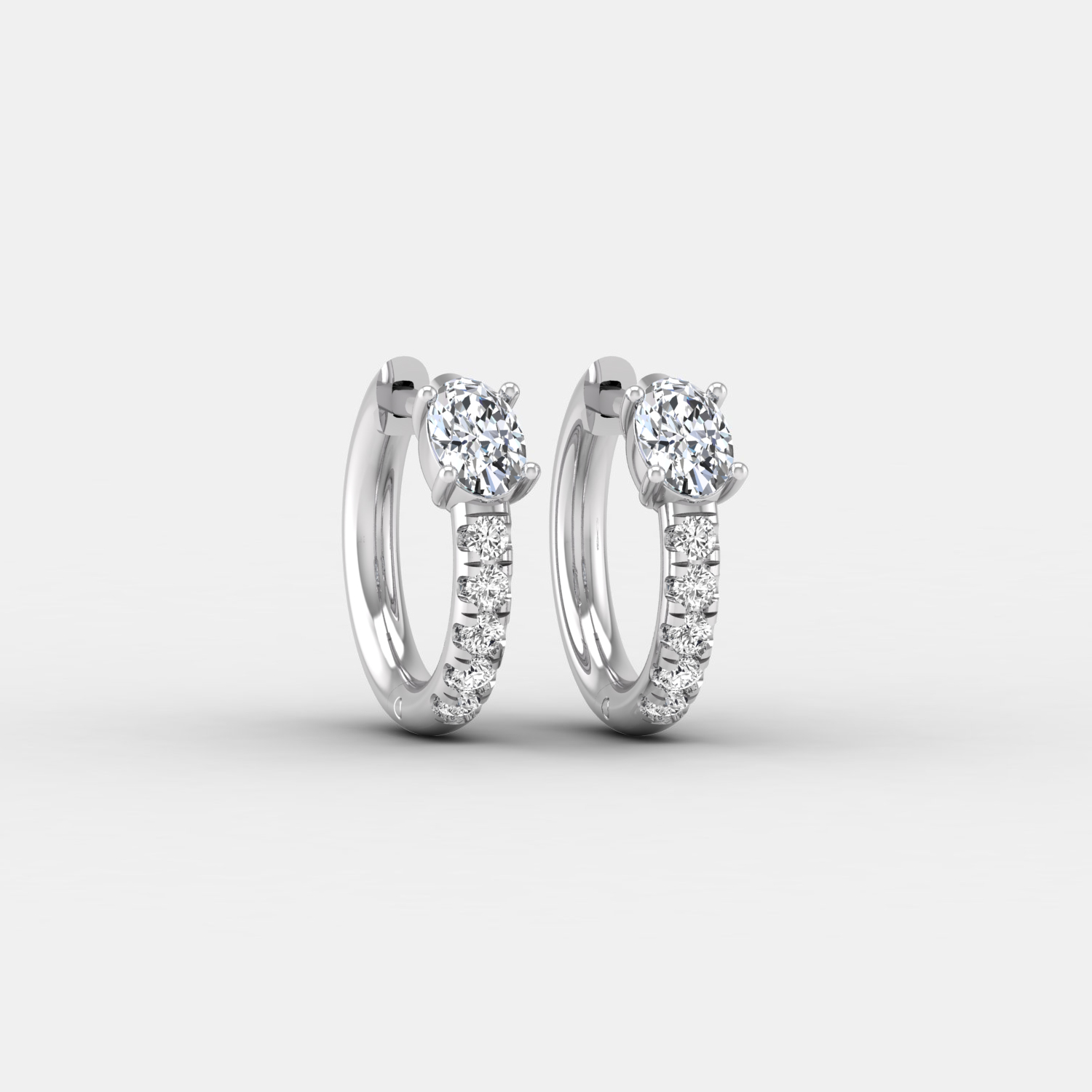 1.00 CT oval cut natural diamond huggies for women