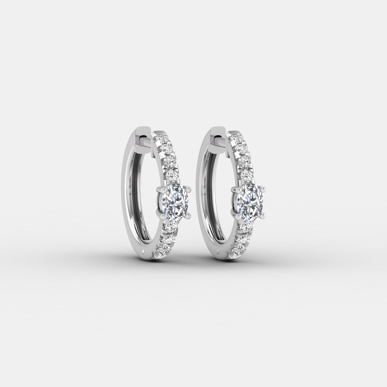 0.77 CT oval cut natural diamond dainty huggies for women