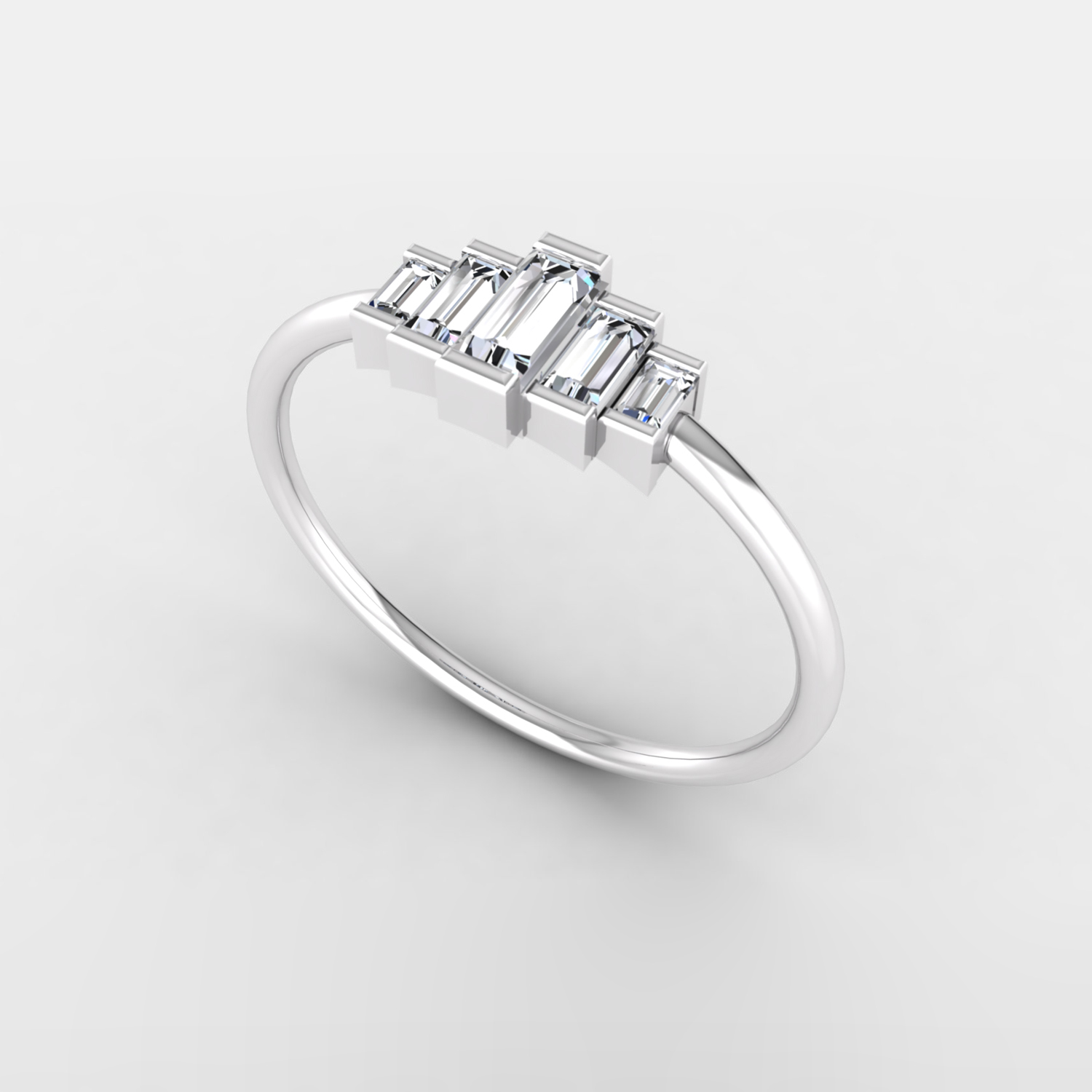 Precious 3/8 Ct baguette cut natural diamond minimalist 5-stone ring for valentine gift