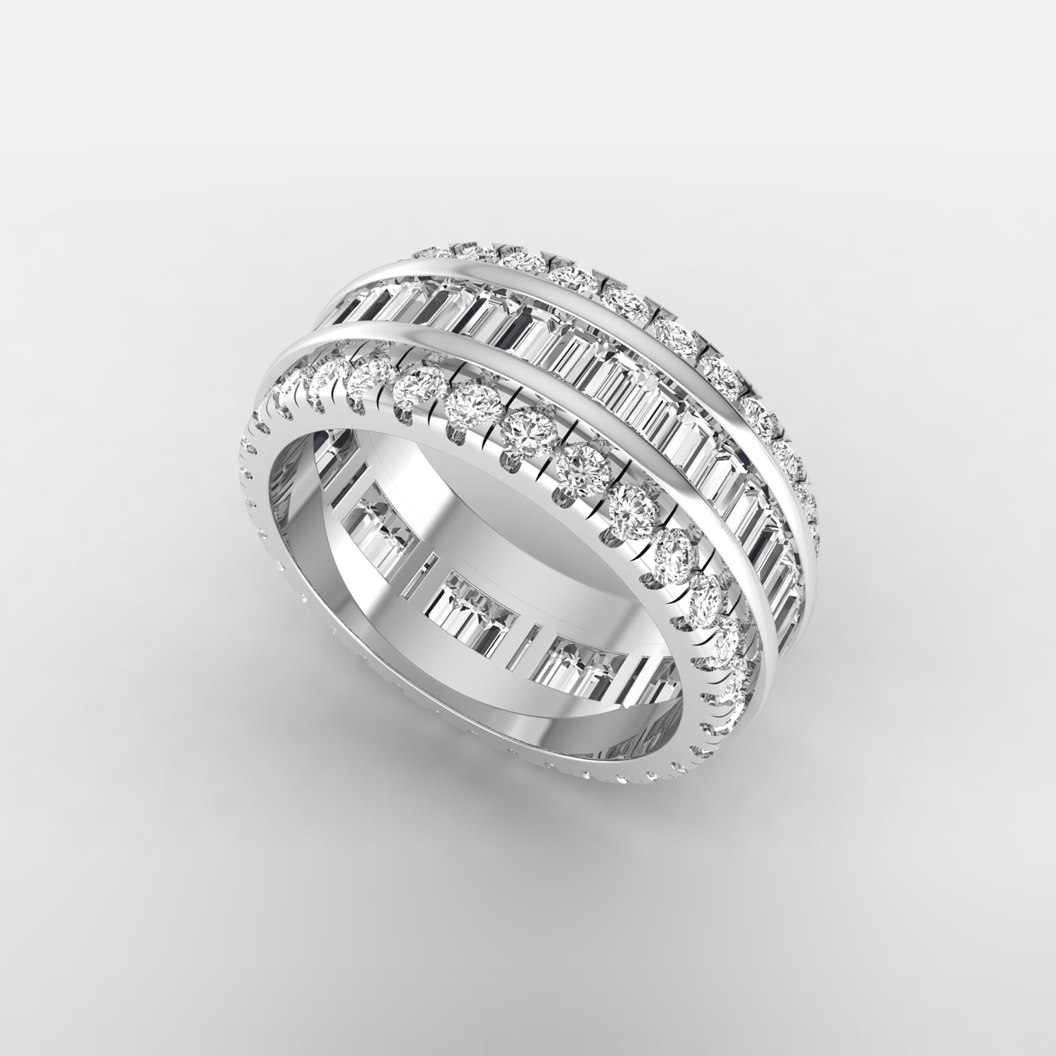 3 1/3 Ct baguette with round brilliant cut natural diamond full eternity band for women's