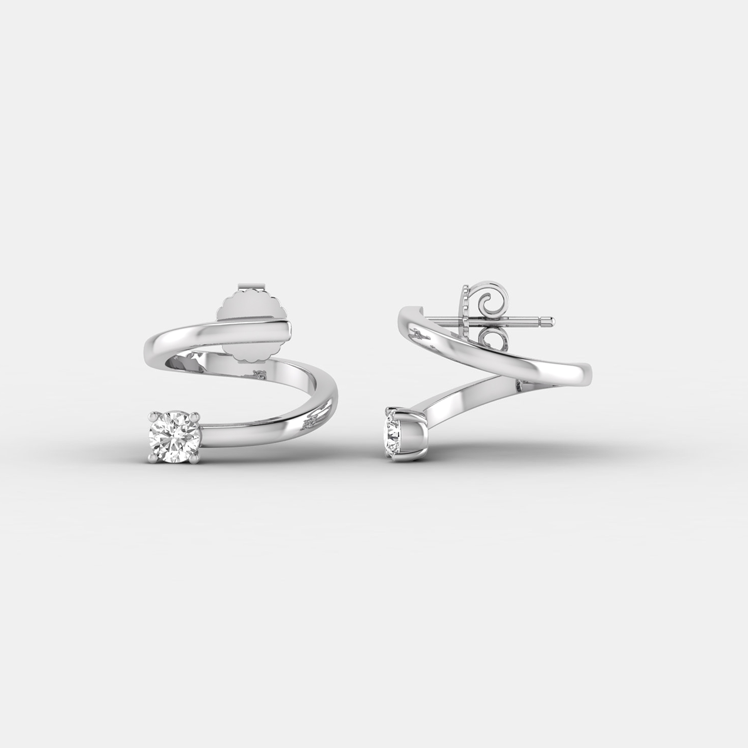 Round natural diamond stud earring for party wear